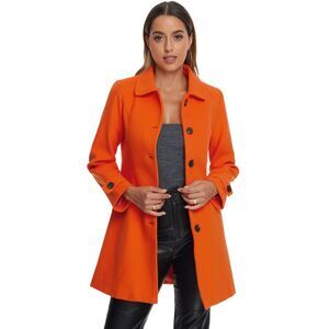 Winter Peter Pan Collar Mid-thigh A-line Single Breasted Pea Coat Orange